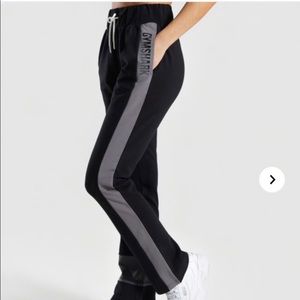 Gymshark Black Track Pants with Gray Side Stripe